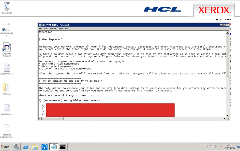 xerox hacked maze ransomware group image 3