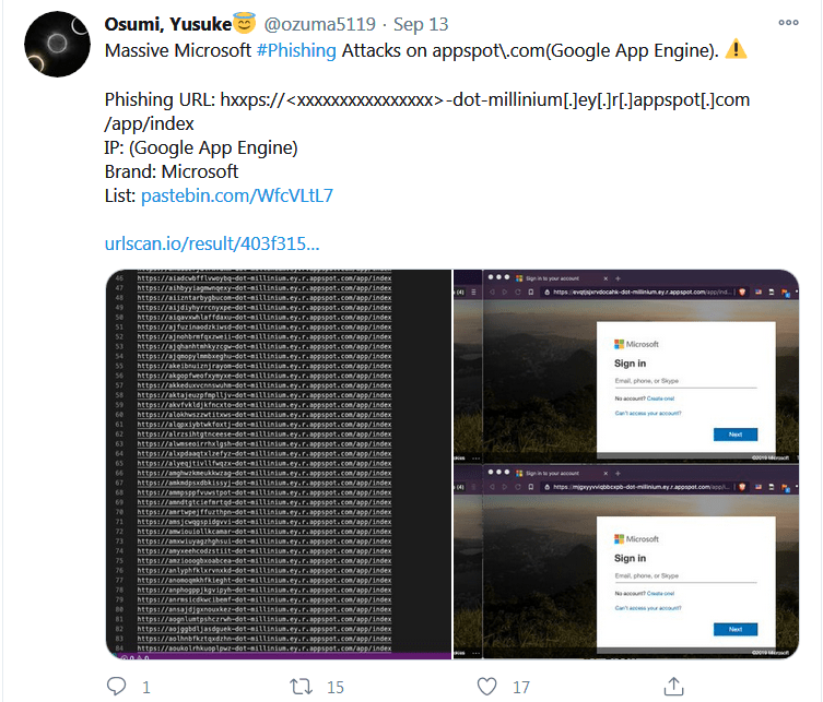 google app engine twitter phishing pages