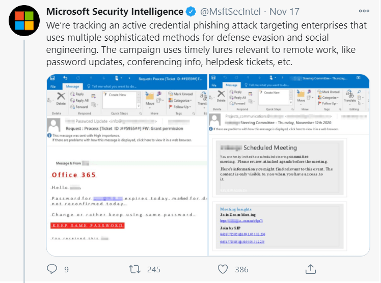 phishing email campaign Microsoft image 1