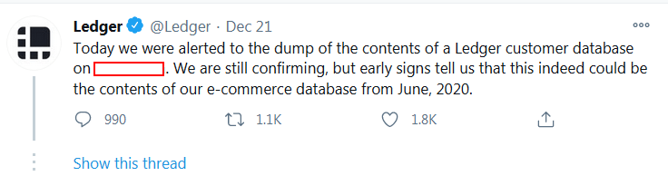 ledger user data leaked on hackers forum image 1