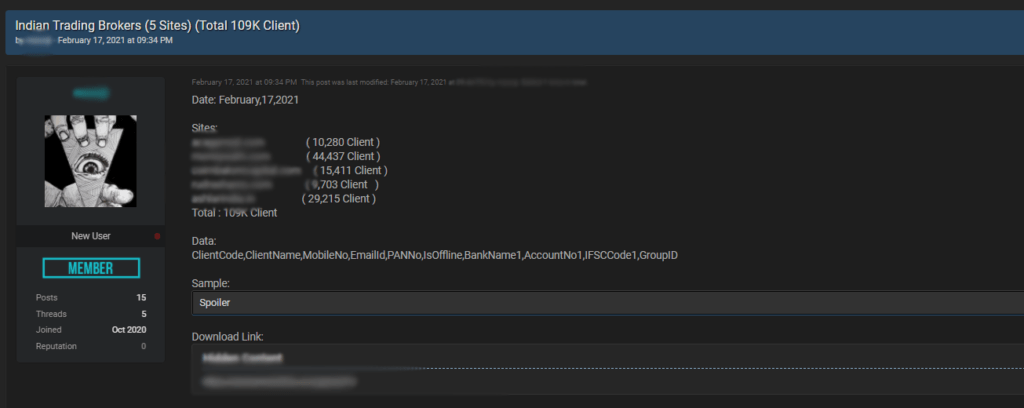 notorious dark web forum India financial industry image 3