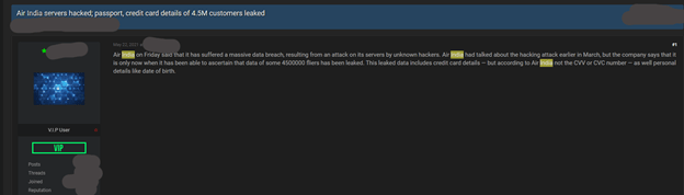 indian airline air india breach hackers traders image 1