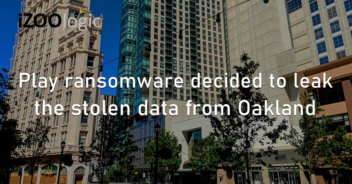 Play Ransomware Hackers Data Leak Stolen Data Oakland California US